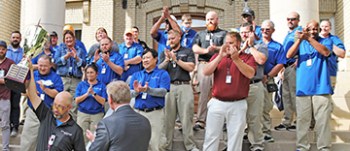Large group celebrates